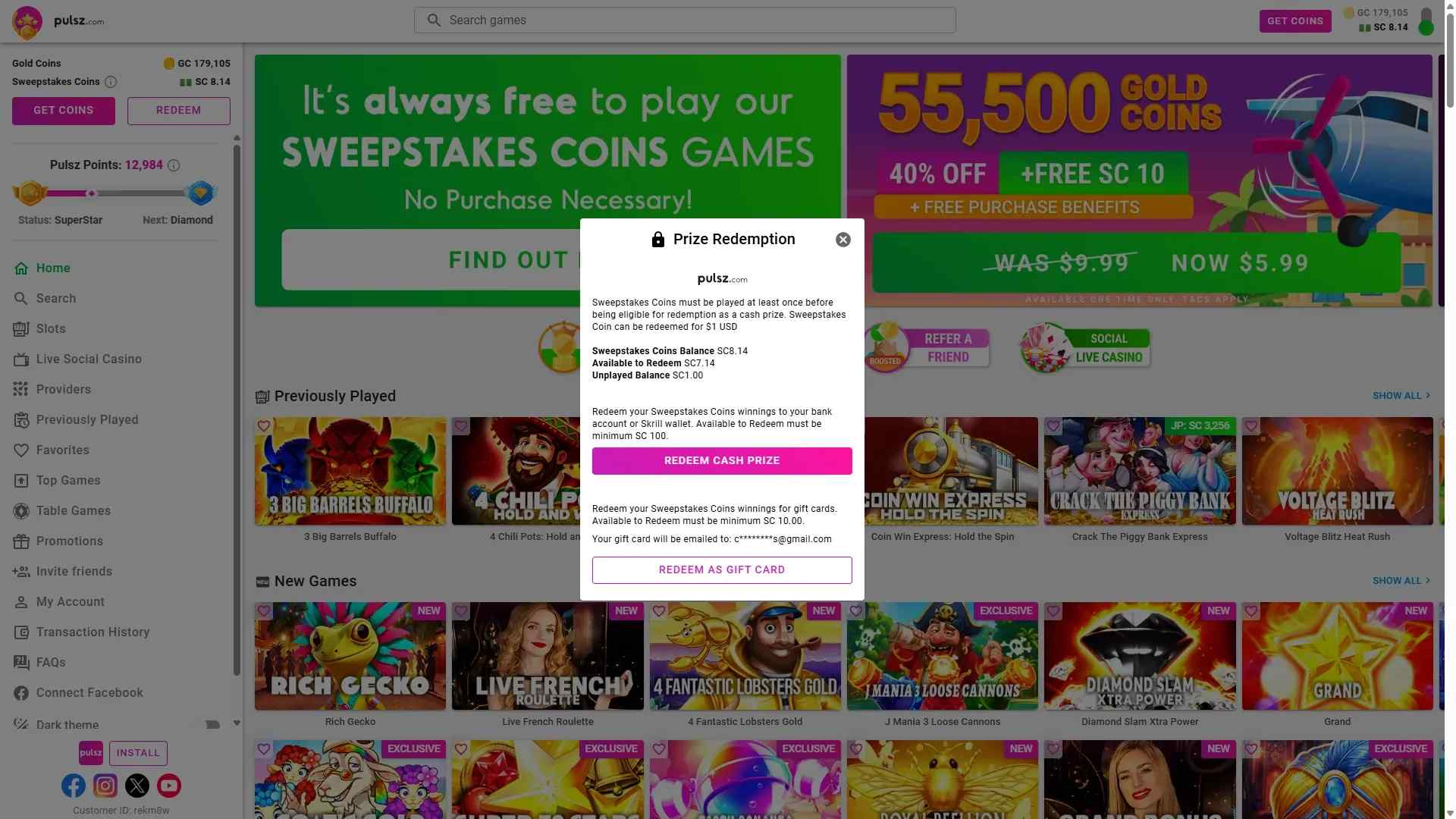 Prize Redemption